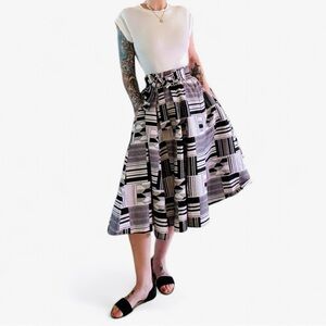 Black and White Patterned Circle Skirt